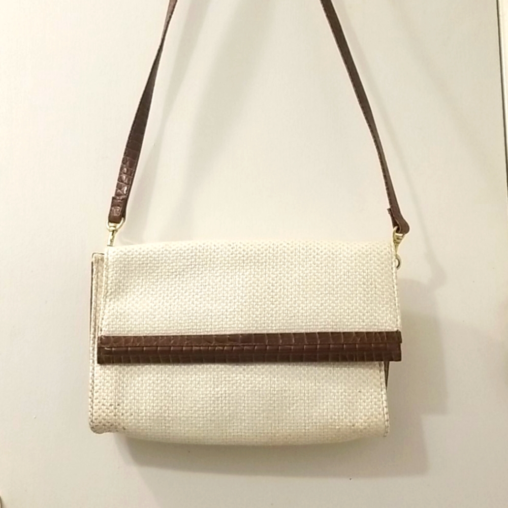 Vintage Liz Claiborne white & brown tweed purse